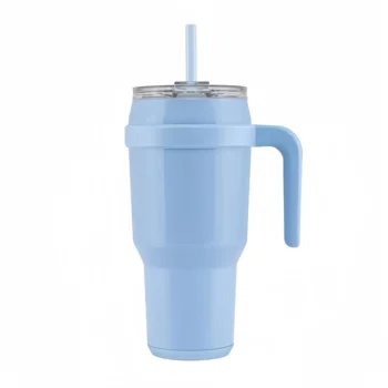 Customized large capacity stainless steel straw cup thermos cup