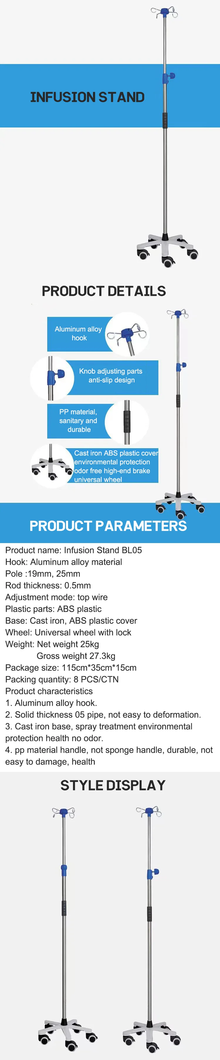 Winfair Hospital Medical Heavy Duty Iv Drip Infus Infusion Pump Pole