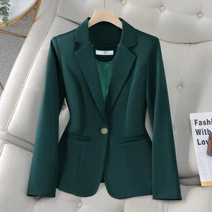 Women's Green High-End Casual 2026 Spring New Style Small Suit Coat With Man Temperament