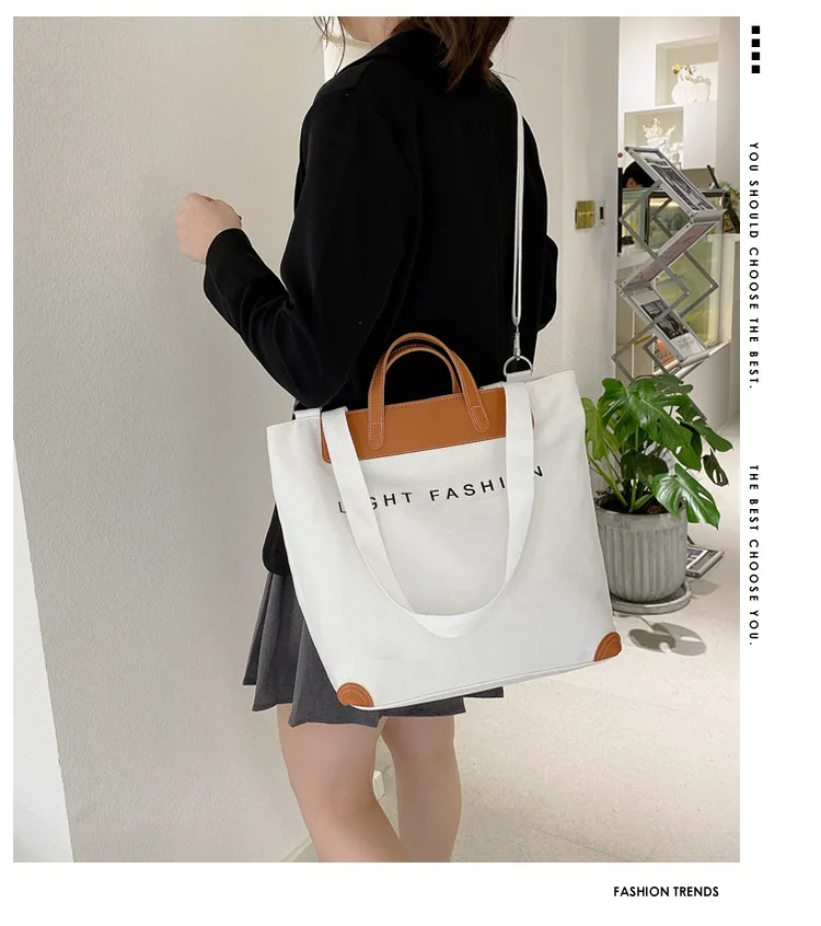 New Design Customized Printed Strap Large Shoulder Cotton Canvas Tote ...