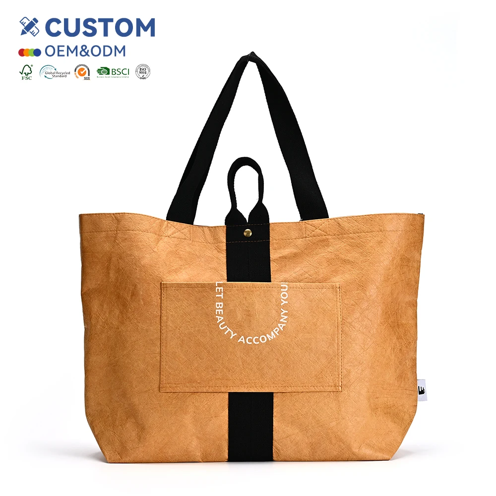 Dupont Paper TYVEK Kraft Single Shoulder Handbag Washable Shopping Bag Natural Ecobags Daily Advertising Screen Tyvek Bag