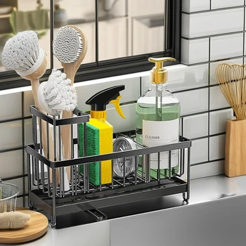 Stainless Steel Dish Drainer Rack Countertop Storage Draining Tray Rust-Free Kitchen Essential