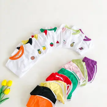 shirt Shorts Two piece Girls Sets 2021 Newborn Baby Clothes Set Cute Fruit Pattern Boy Girl Tops Pants Outfits Summer Baby Set