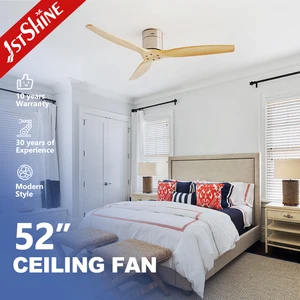 1stshine Ceiling Fan Fancy White Wooden Blade Dc Motor 6 Speeds Ceiling Fan with Remote Control