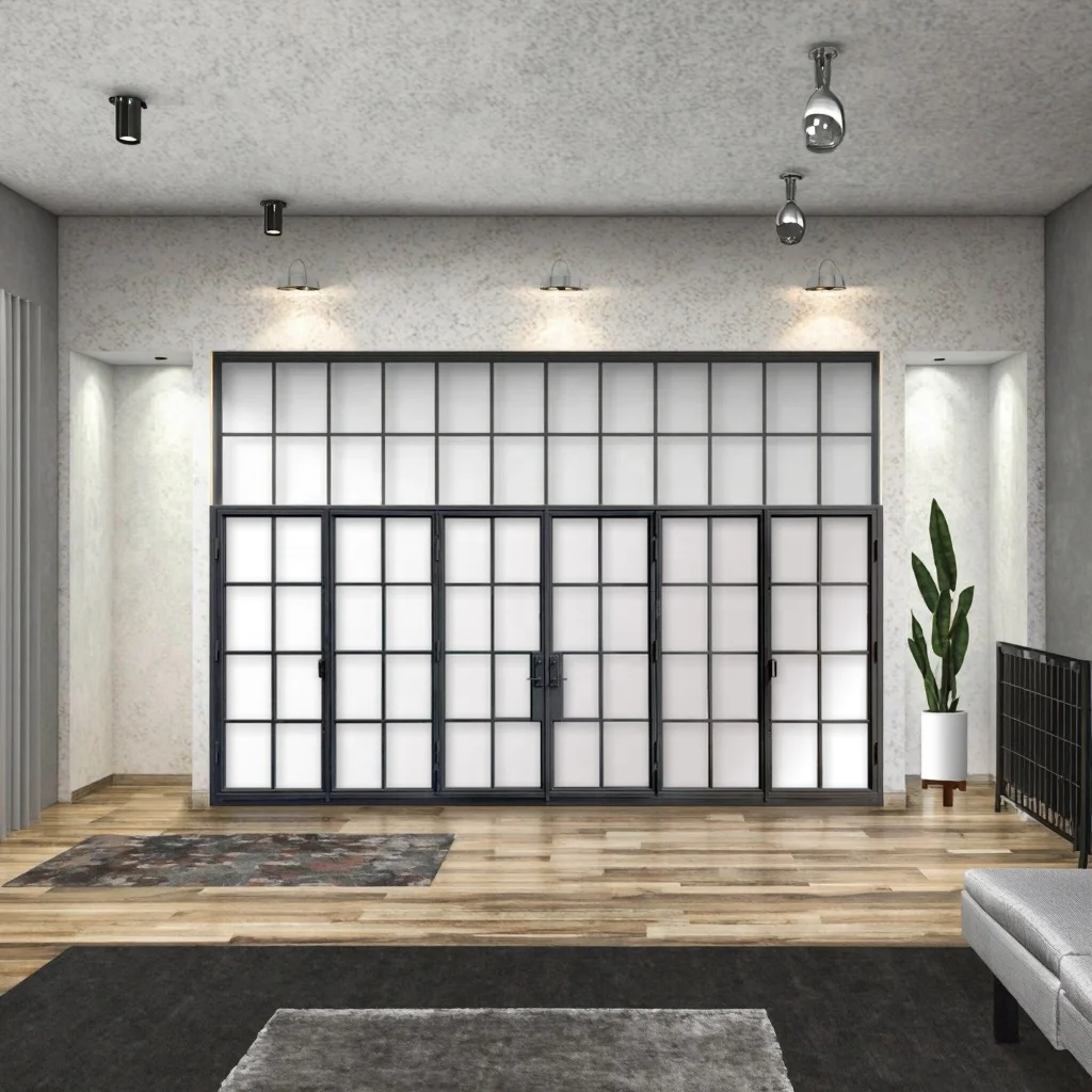 Modern High Quality Aluminum Alloy Double Glass Folding Gate Energy Saving Hardware Accessories Custom Paint Color Living Room factory