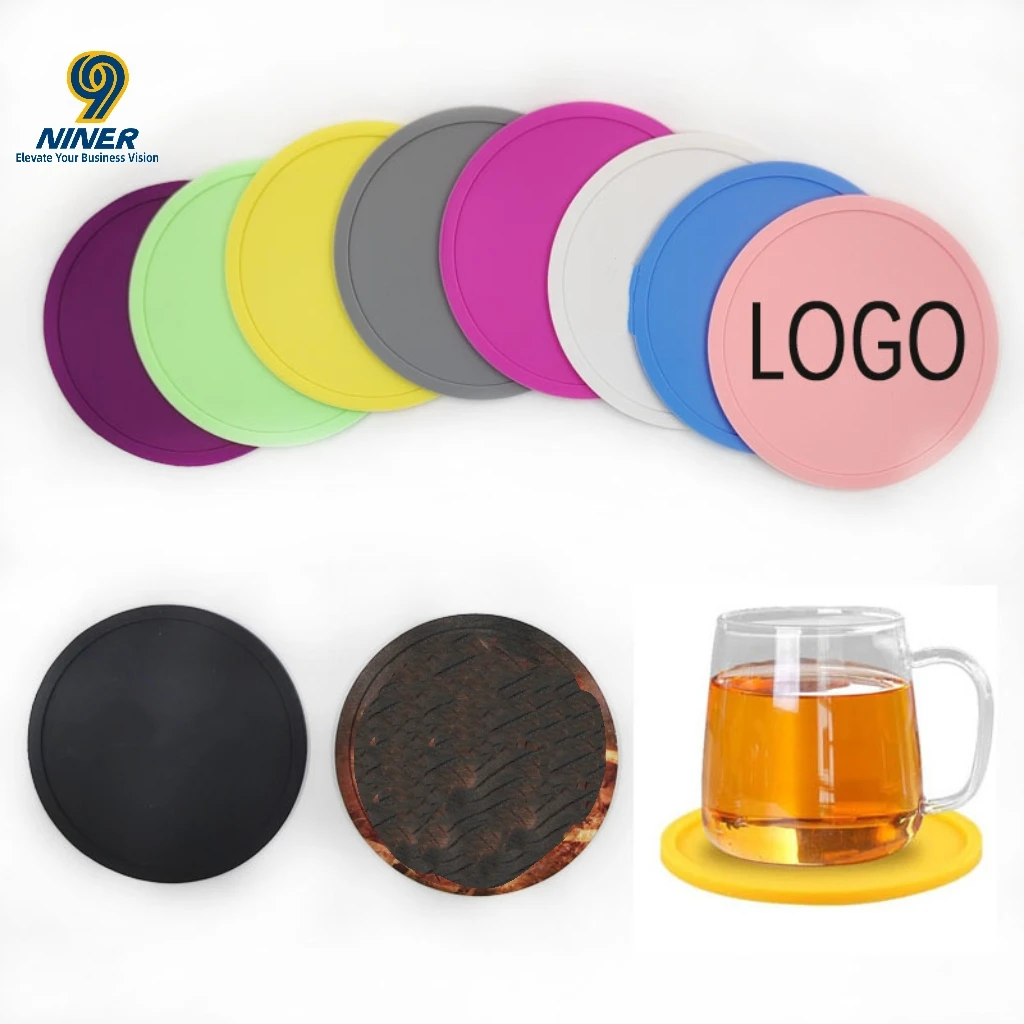 Customized Logo Heat-Resistant Silicone Coaster Non-Slip & Heat Insulation Pad 10cm Diameter