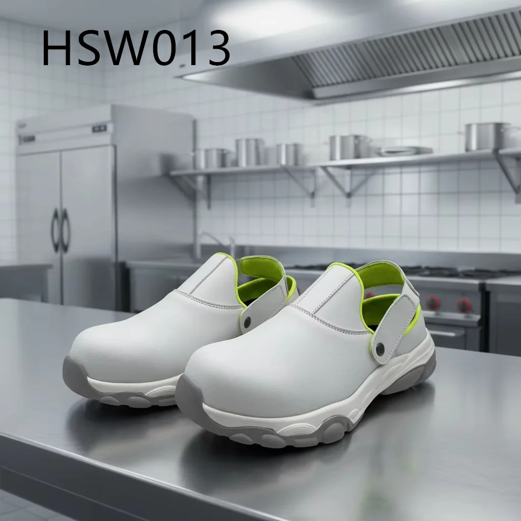 ZYF,Sanitary Workplace Pull on Style Half-heel White Safety slippers Medical Facility Bacteria Resistant Work Clogs HSW013
