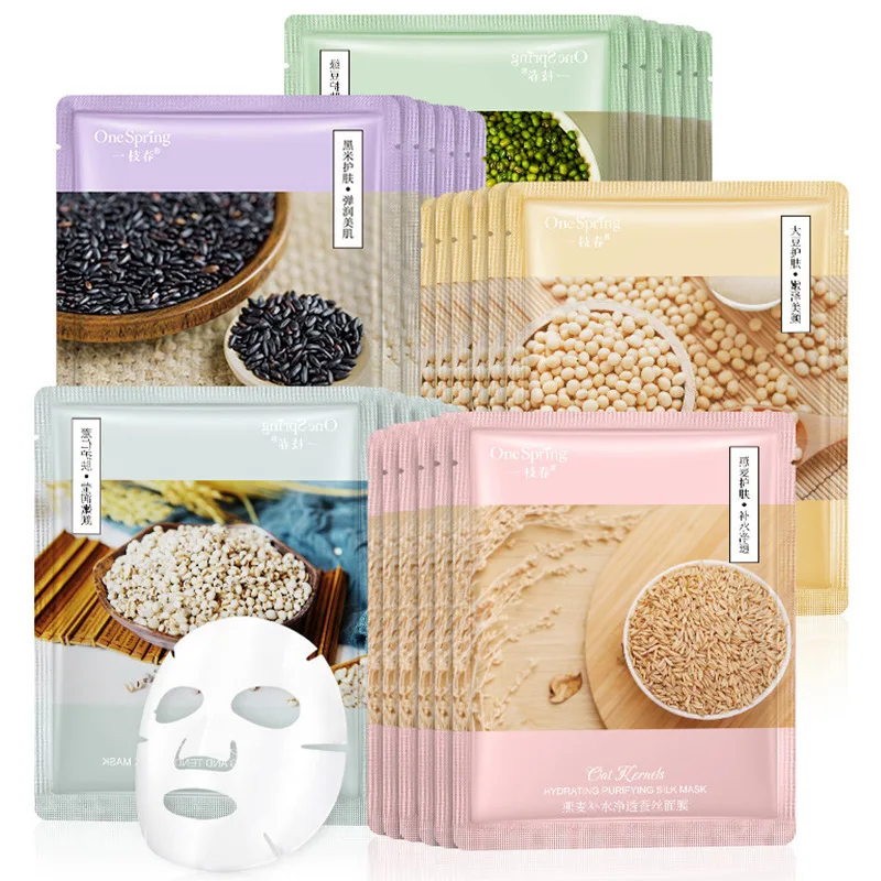 Private Label One Spring Oat Grain Extract Natural Moisturizing Rejuvenating Face Care Purify Hydrating Silk Facial Mask