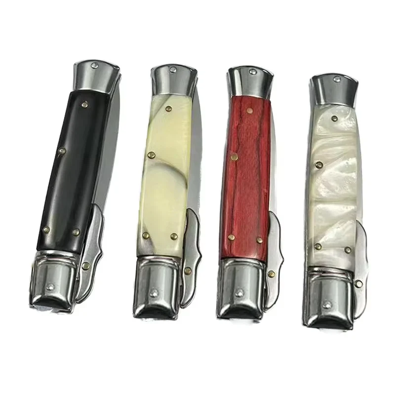 Self Defense  Sliding  Push Button Camping Hunting Knife sharp Stainless 3cr13tactical Survival Outdoor Folding Pocket Knife
