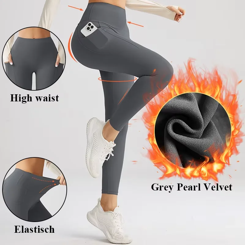 High Waist Tummy Control Breathable Exercise Leggings Fitness Buttery Soft Fabric Custom Logo Leggings With Pockets Size XL XXL