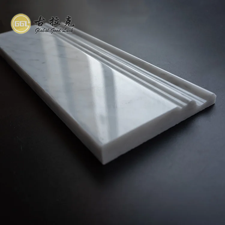 Italian Carrara White Marble Polished 5x12 Baseboard Molding Trim