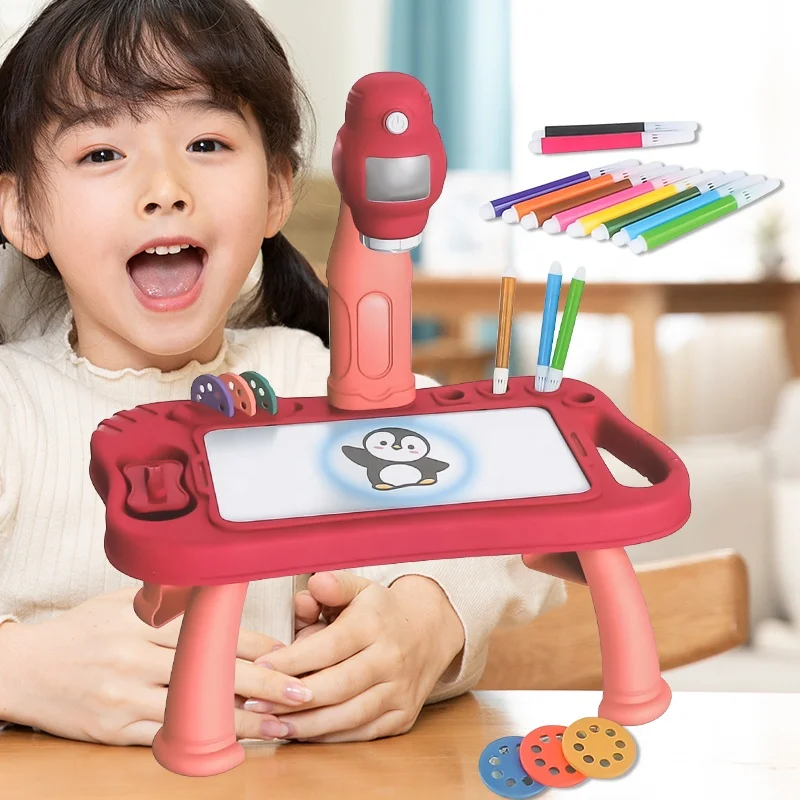 Other Educational Learning Erasable Writing Desk Board Children LED Light Painting Table Toys Kids Drawing Projector for Kids
