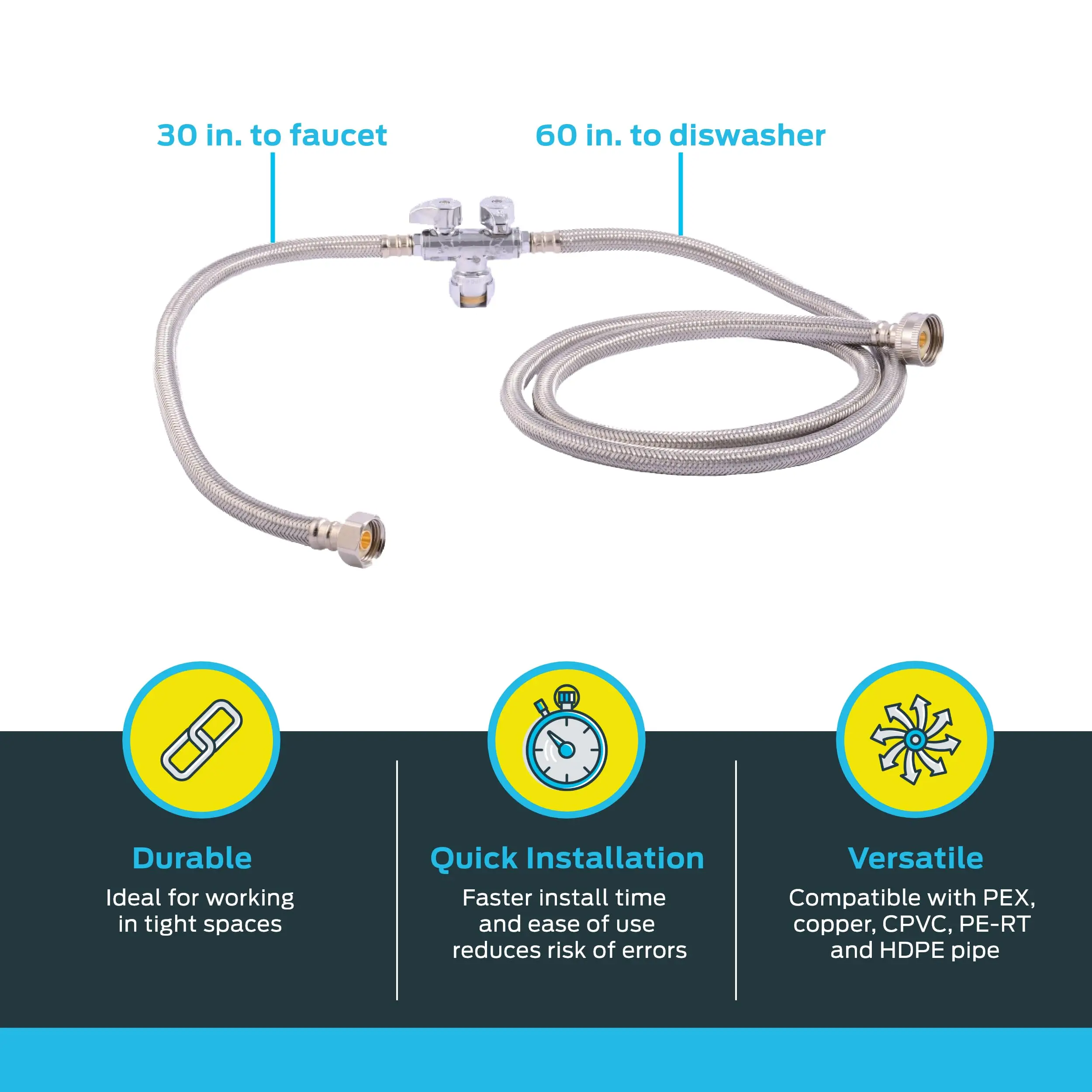 1/2'' Brass Pushtoconnect X 3/4 Inch Fht 60 Inch Dishwasher X 1/2