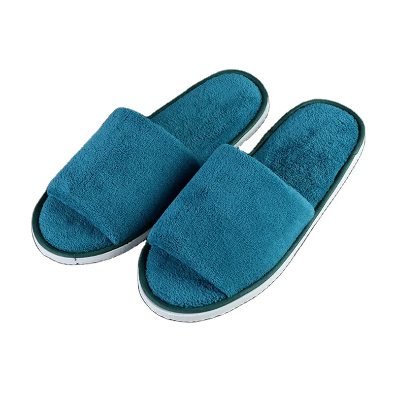 Baimai Wholesale Disposable Hotel Coral Velvet Slippers Hotel Guest Couple Slippers Thick Slippers
