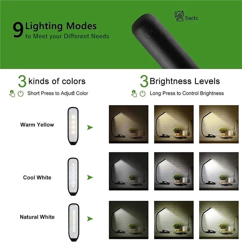 Professional Factory Dimmable Led Usb Light Folding Led Reading Light Led Night Reading Book Light