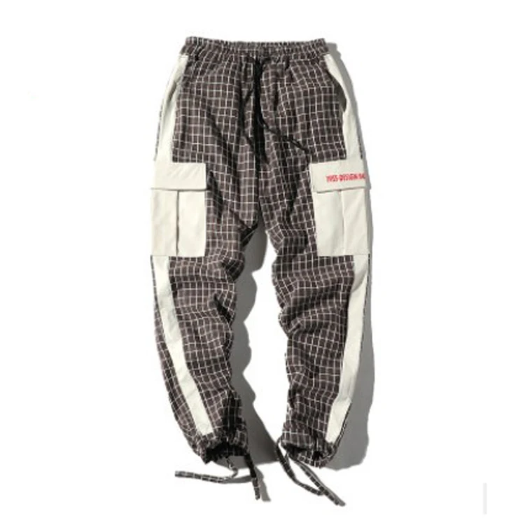 Hip Hop Streetwear Plaid Men's Trousers 