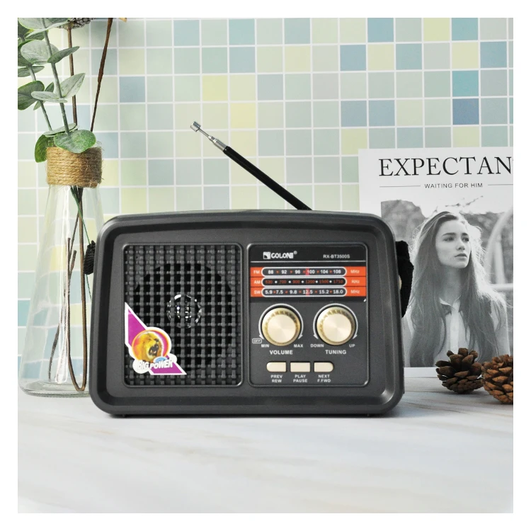 Radio portátil AM/FM/SW de 3 bandas: radios retro vintage de madera,  funciona con batería recargable, de mano, para picnic al aire libre,  campamento