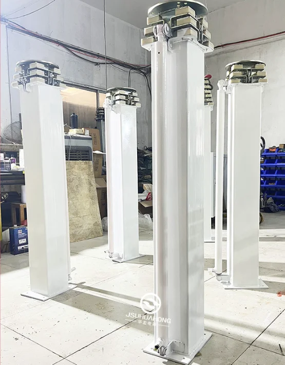 Hydraulic Cylinder Telescoping Mast-Push-Up Pole Antenna Light Tower CCTV Use CE Certified Cable Hoist Yellow/White 1 Year