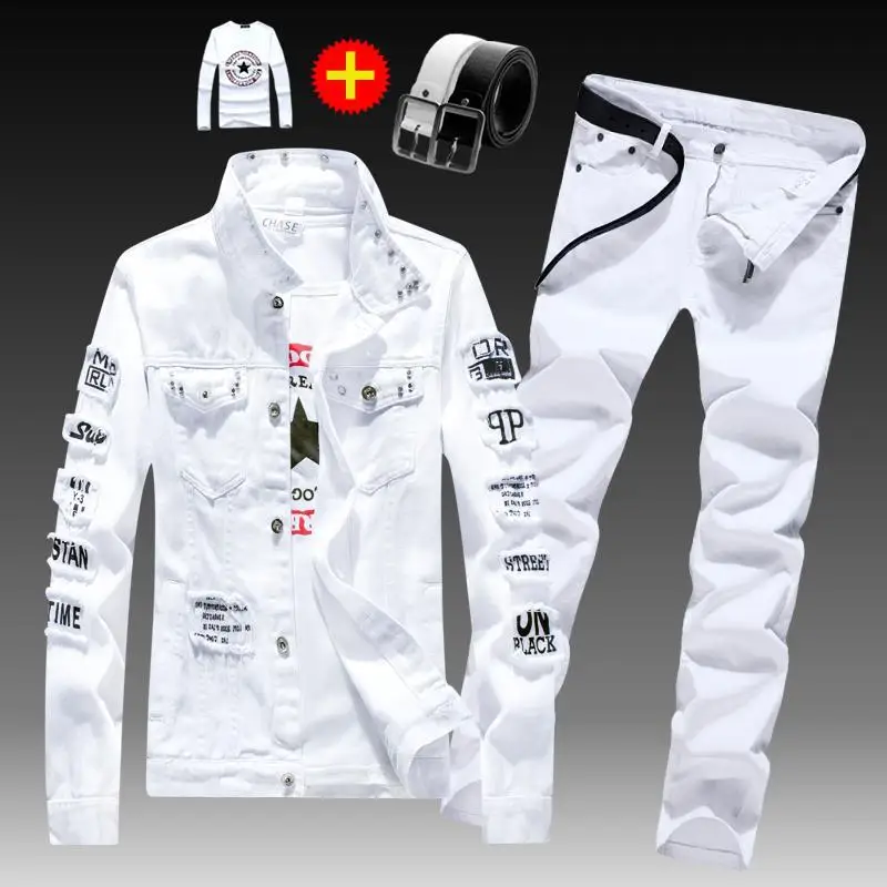 Spring and autumn men's Korean version of denim outer suit casual collocation handsome trendy jacket top clothes