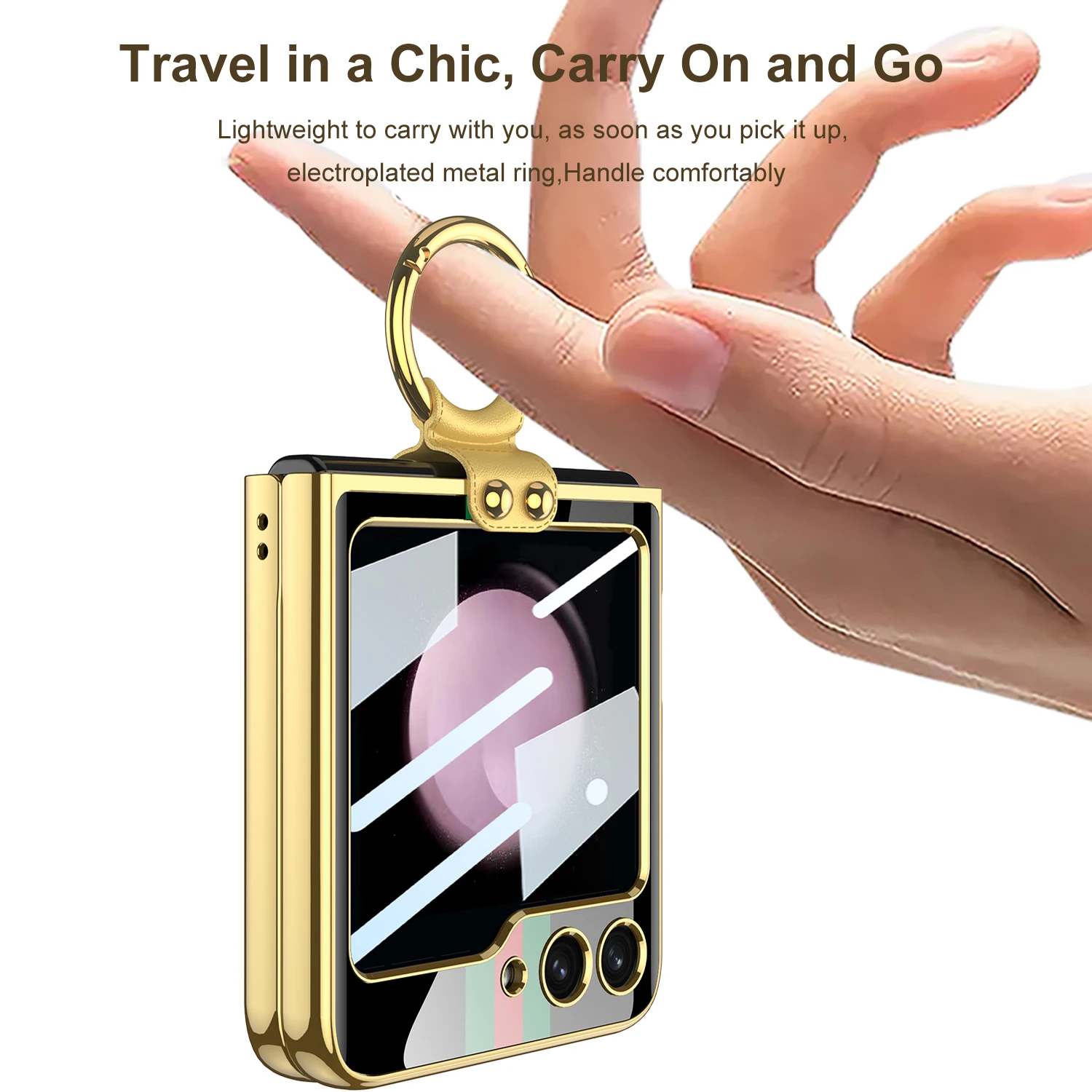 For Flip 7 Luxury case Custom Pattern Glass Painting with Ring Case for Samsung Z Flip 4 5 6 Mobile Accessories
