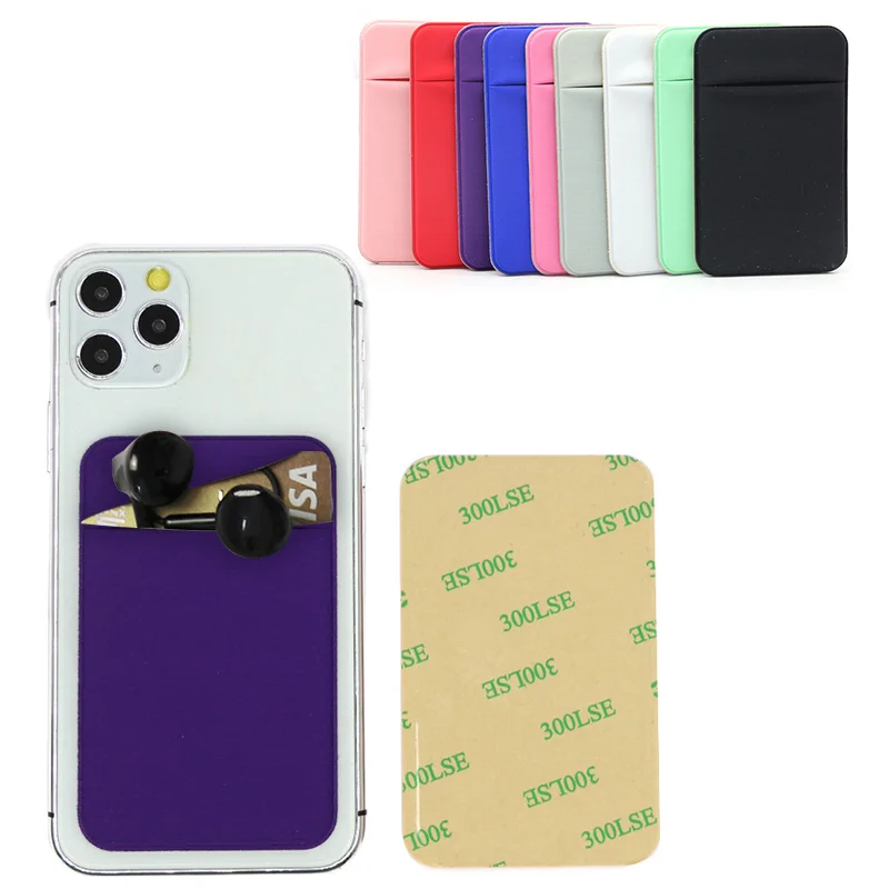 Lycra Double Layer Phone Card Wallet Case Elastic Phone Wallet Stick On