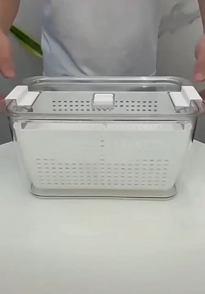 Bpa Free Plastic Kitchen Storage Box With Lids Vents Vegetable Fruit