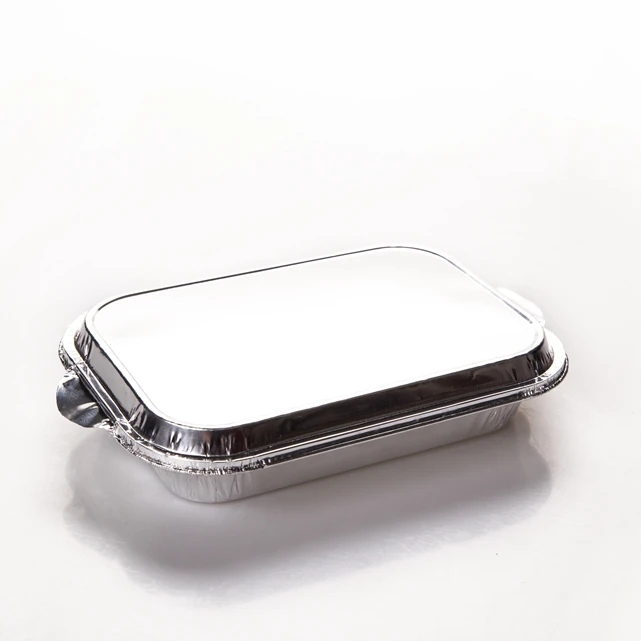 Eco-friendly Durable Silver Tin Take Away Food Service Containers 280ml Disposable Airline Aluminum Foil Food Tray with Lid
