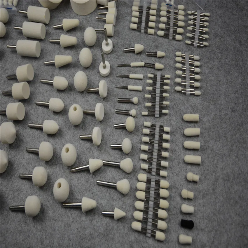 Temo 10 Pc Felt Burrs Wool Bob Polishing Grinding #1 Cylinder 1/4