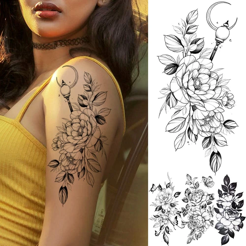 Adesivos De Tatuagem Temporária Com 25 Tipos, Plantas Para