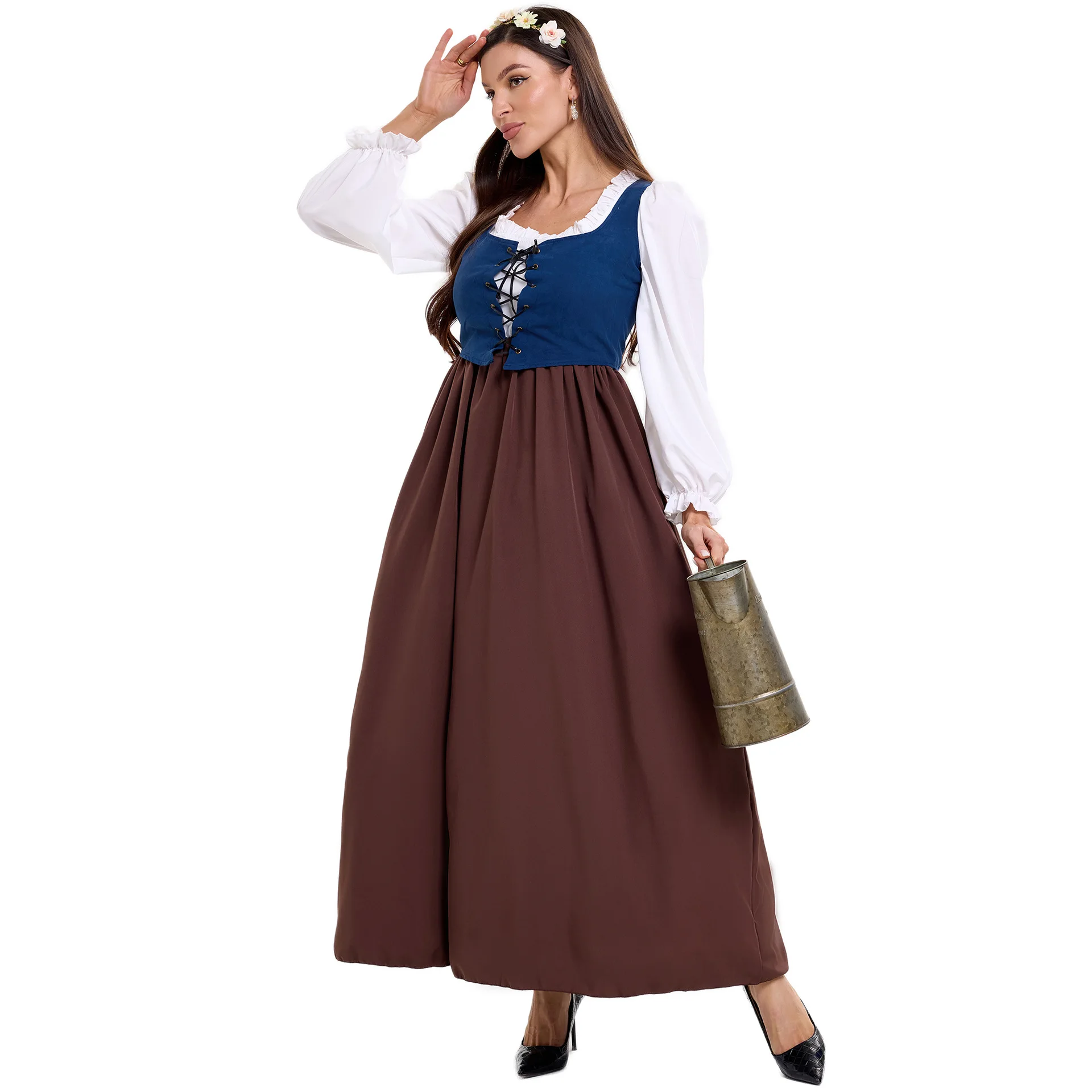 brown renaissance dress Renaissance courtesan dress main image 0