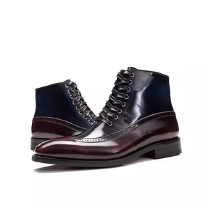 New Design Handmade  Boots   Sewing Leather Sole Business Formal  Fashion Patent Leather Blake Ankle Shoes