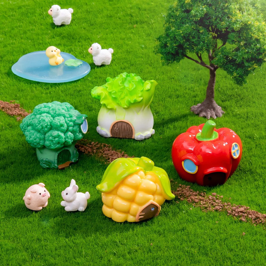 Mini Fruit House Adorable Resin Decorations for All Festivals