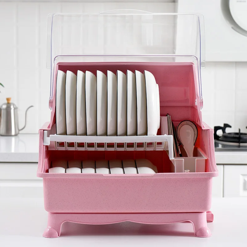 Pink Free Standing Plastic Dish Drying Rack, For Kitchen, Size: 45