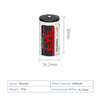 EVE Lithium Batterie ER26500 ER 26500 C 3.6V 8500mAh LF U