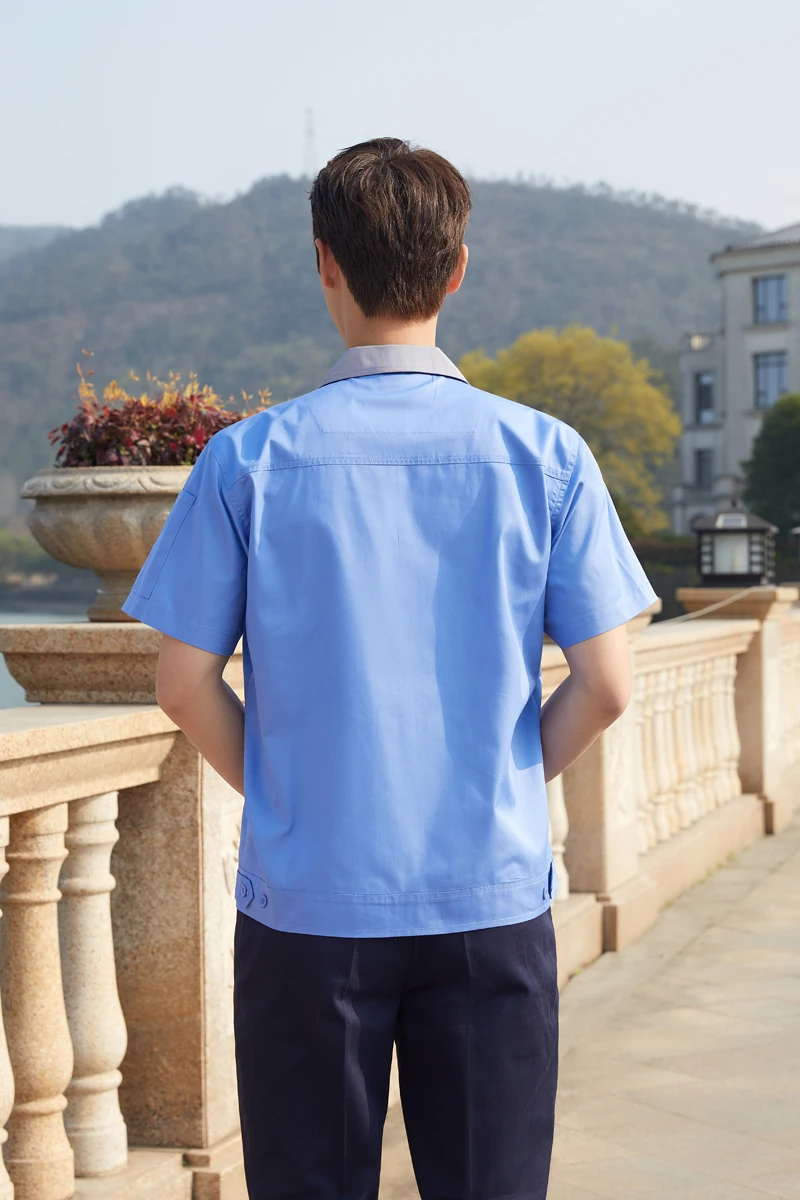 Summer workwear set men thin long short-sleeved site workshop labor protection construction engineer