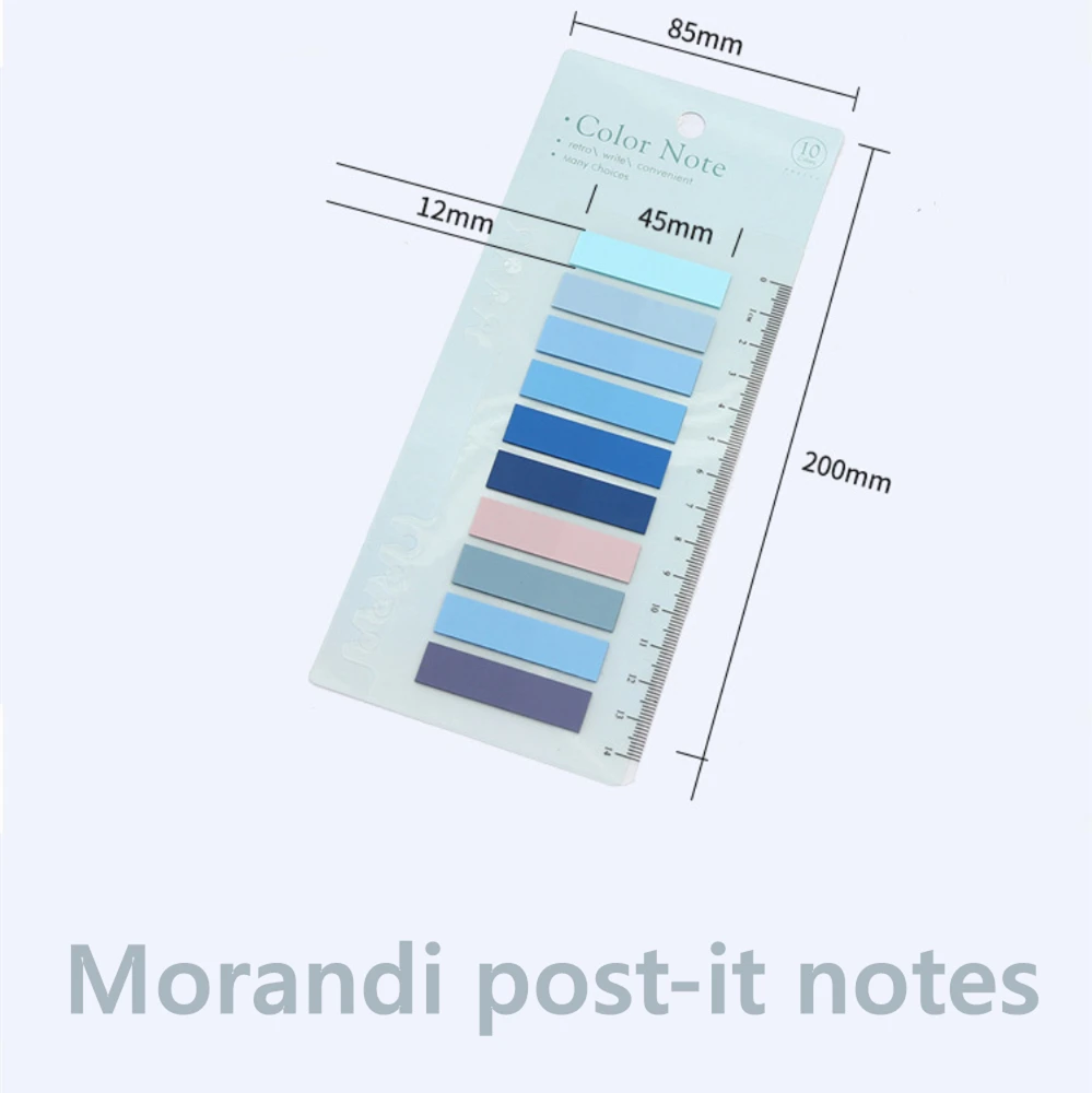 Morandi Color PET Index Paste With PP Ruler Notes Writable Students Can Tear the Notepad Custom Book Label Transparent Tabs
