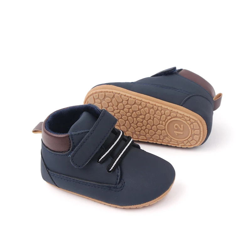 High Quality Hook&loop Design Soft PU Leather Baby Toddler Boys Shoes Prewalker Shoes for Boys manufacture
