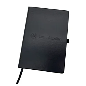 Wholesale Custom Debossed Logo A5 Journal Notebook Black PU Leather Hardcover Promotional Paper Notebooks for Gift