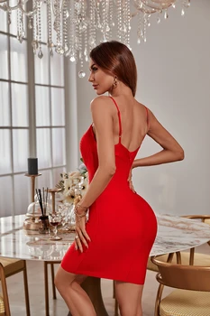 Ocstrade Womens Spaghetti Strap Red Club Dress Mini Bodycon