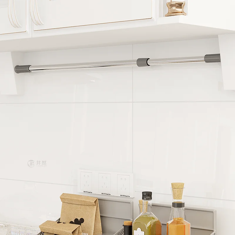 Adjustable Three-Tier Steel Hanging Rod Metal Plant Label Sign Stake With Wall Mounts for Wardrobe Closet Kitchen Storage