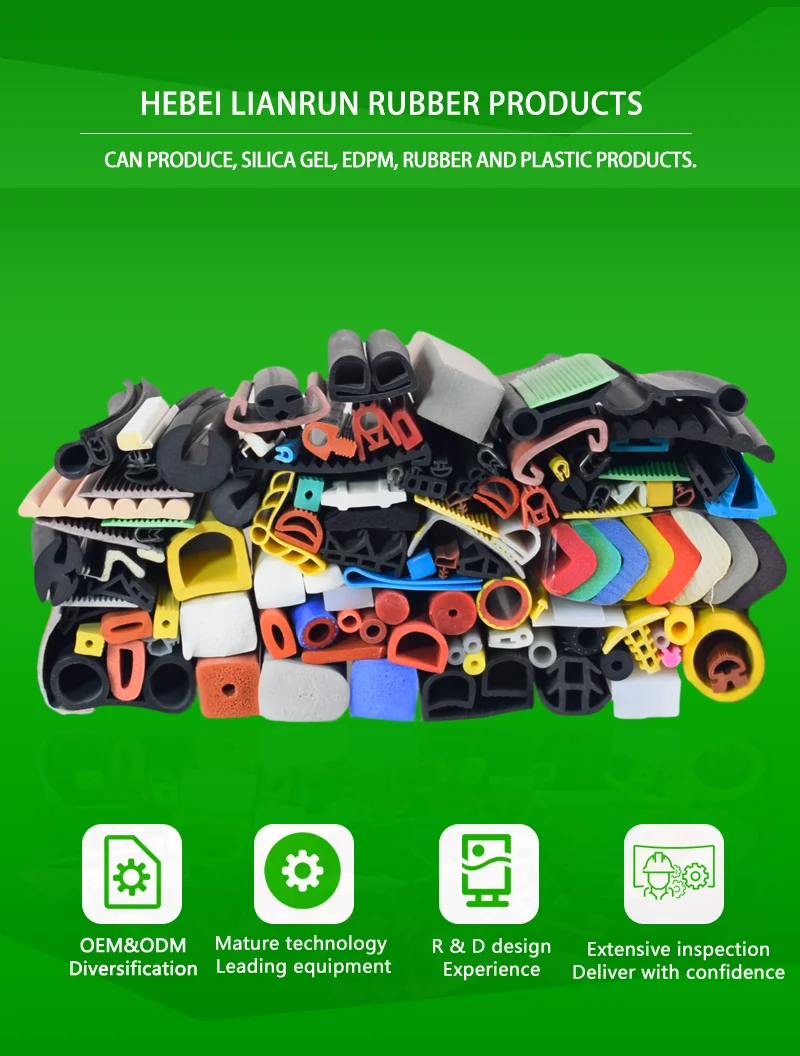 Custom Epdm Rubber Seal Strips Glazing Window Extrusion Rubber Profile