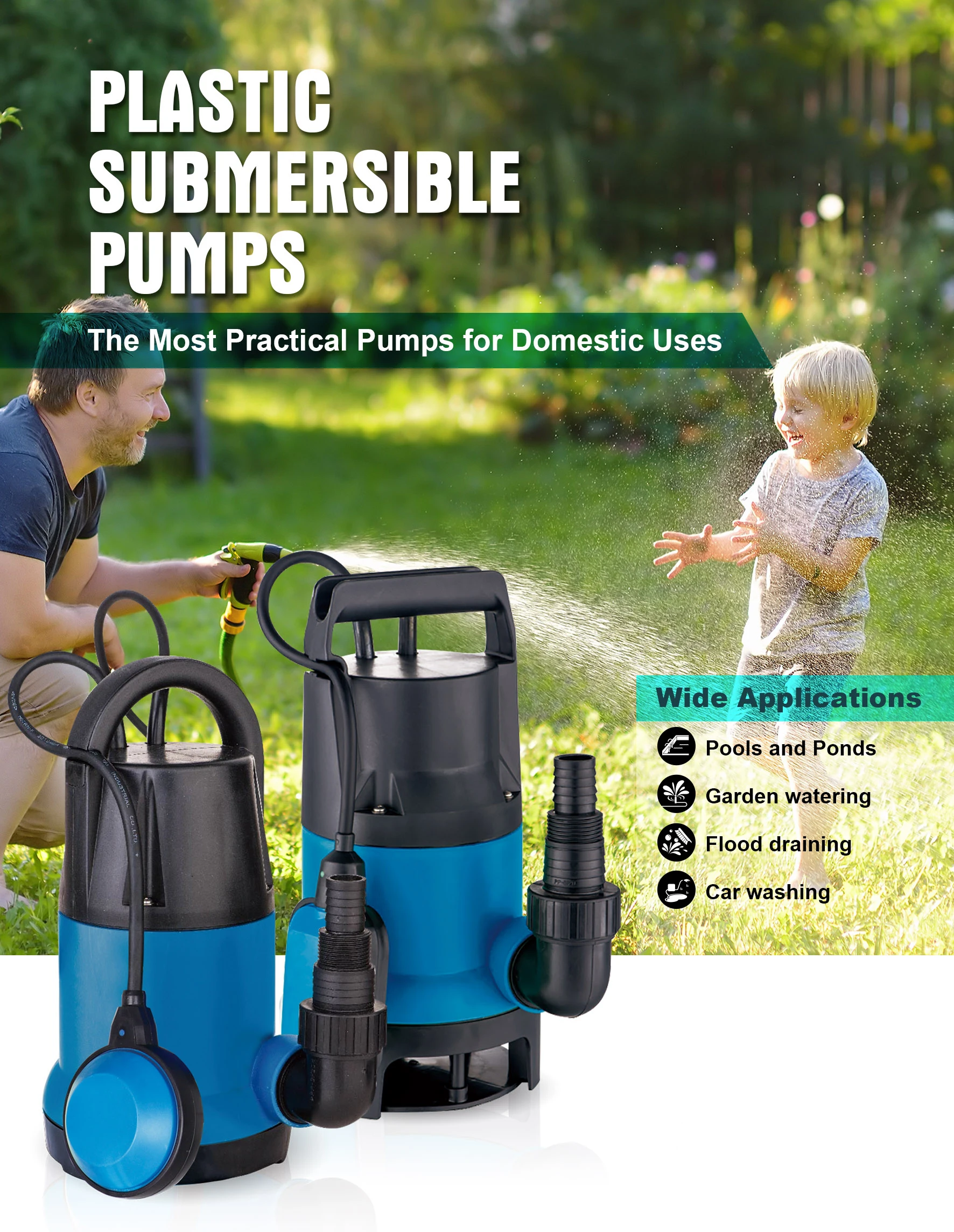 1hp Mini Garden Submersible Water Pump With Float Switch Versatile and