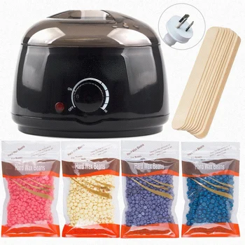 Factory wholesale Hot Wax heater Hair Removal Kit Wood Pattern wax heater wax melts with 4 flavors of hard bean