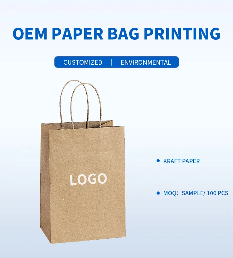 Custom Printing Shopper Paper Bag Paper Bag High Quality Kraft Paper