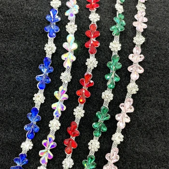 CA001 wholesale colorful garment accessories crystal rhinestone chain trim for decoration