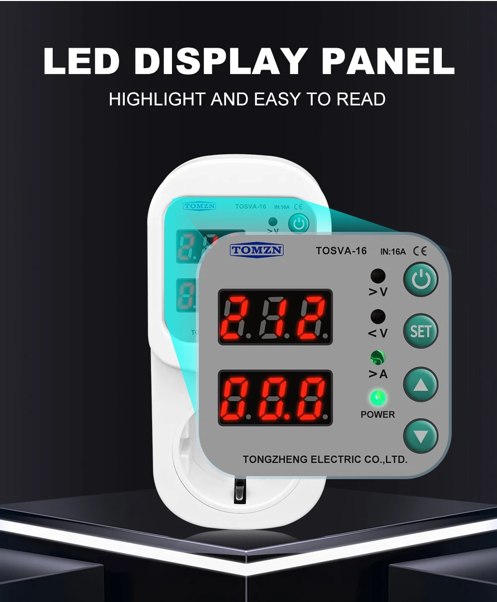 thumbnail image 2 of Automatic Voltage Protector Socket AC 110V/220V, 16A Surge Protector 2 of 14