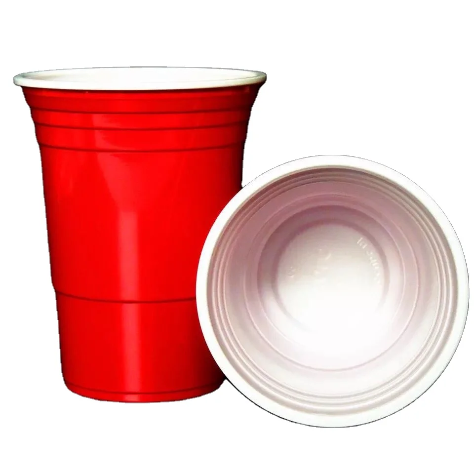 Set of 4 Reusable Melamine Plastic Party Cups, Red