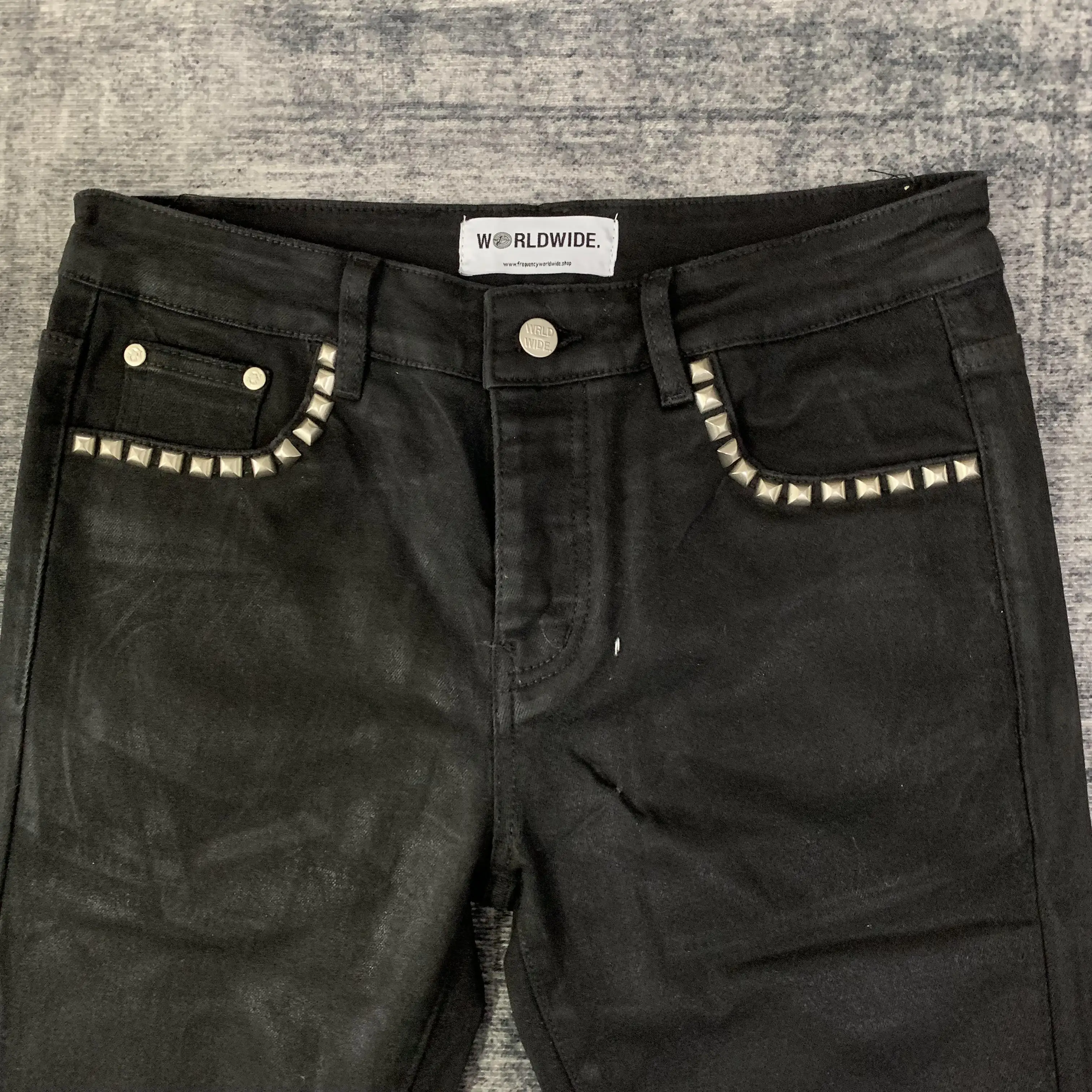 DENIMGUYS Custom Overall Waxing Flare Denim Jeans for Men and Women