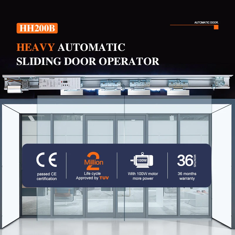 Turtech & Doortec Heavy Duty Automatic Sensor Glass Sliding Door Automatic Door Opener Used Commercial Glass Doors HH200B