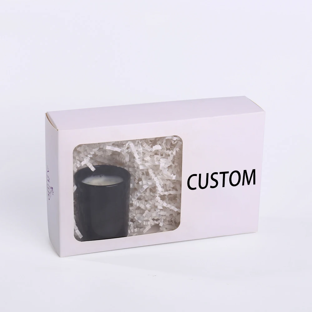 Custom White Paperboard Box with Window for Cups Rigid Gift Box CMYK Printing Vanishing Embossing Recyclable